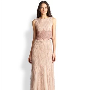 Alice + Olivia dusty pink lace crop top